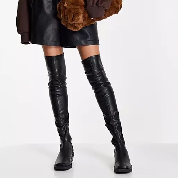 NEW⭐️ASOS Tall faux vegan leather Over the knee Square toe boots - Picture 8 of 8